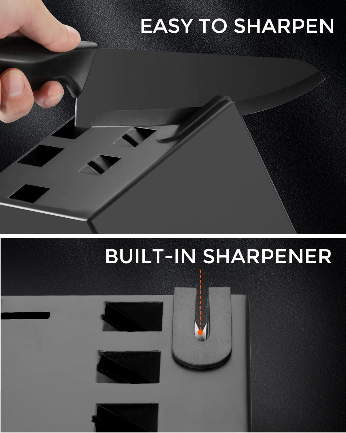 Knife Sets for Kitchen with Block, Kitchen Knife Sets 14 Piece with Built-In Sharpener, Kitchen Knives for Chopping, Slicing, Dicing&Cutting