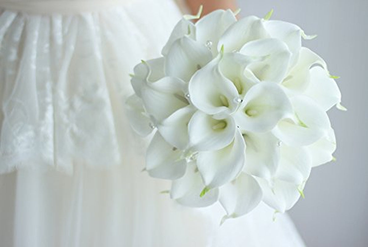IFFO Bride Holding Flowers, High Simulation Pu Calla Lily Bouquet, and Never Withered Bouquet, Bridesmaids Bouquets …