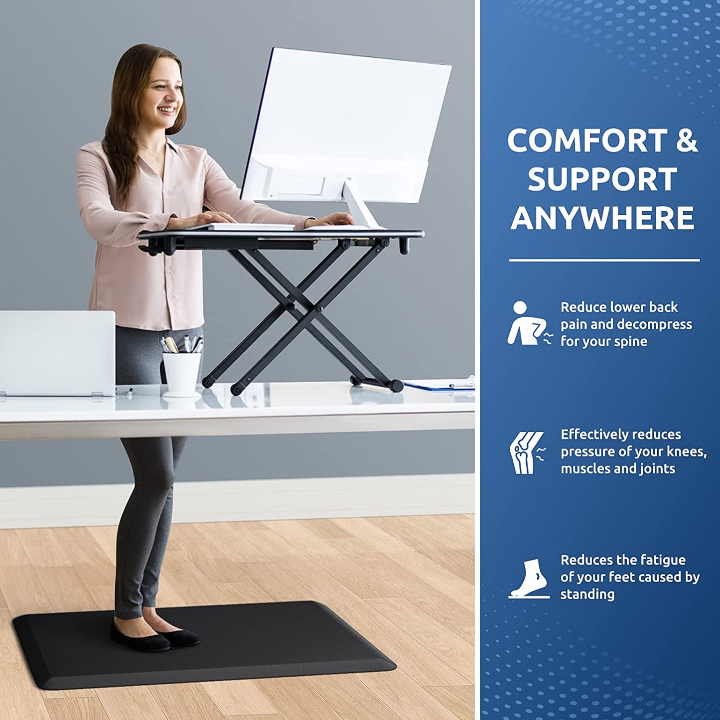 Kitchen Mat Cushioned anti Fatigue Kitchen Rug 17.3"X28" Waterproof Non Slip Kitchen Rugs and Mats Standing Desk Mat Comfort Floor Mats for Kitchen House Sink Office (Black)