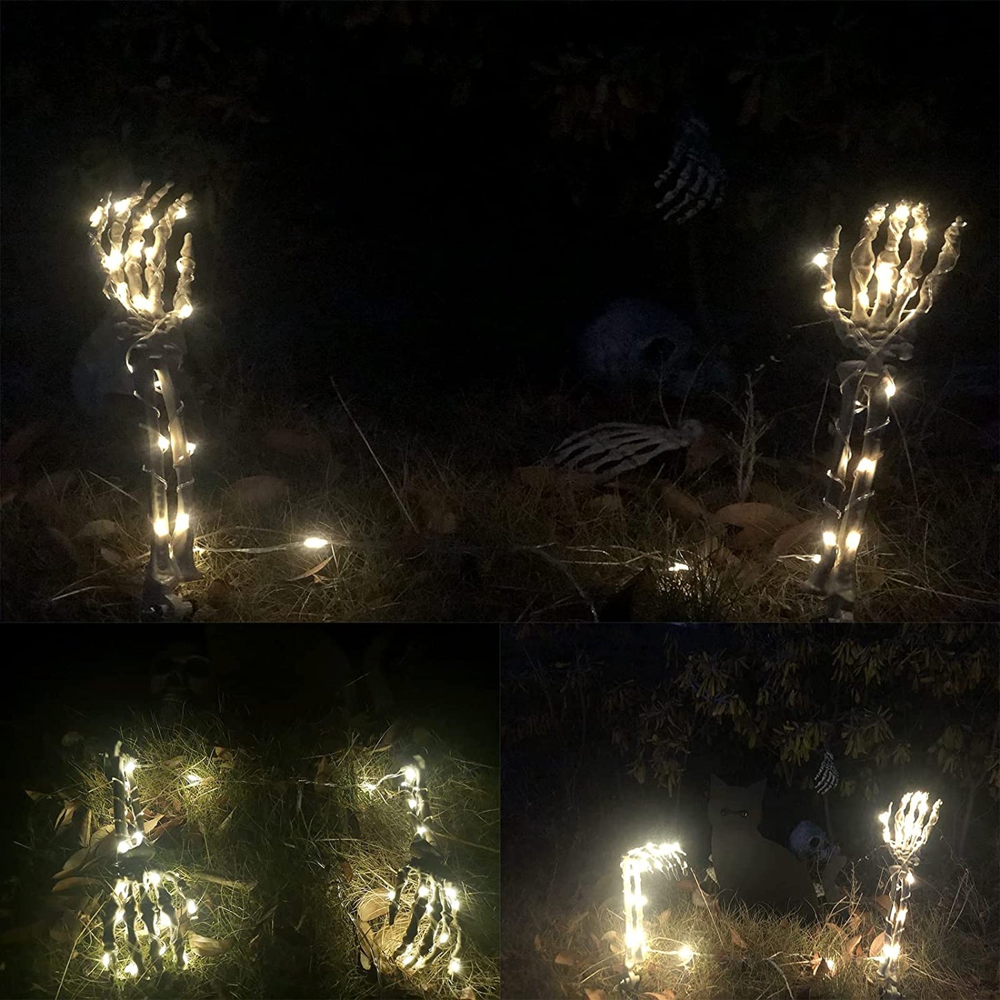 Halloween Decorations 2PCS Lighted Skelton Arm Stakes 48 LED Halloween Décor Light up Halloween Skeleton Decorations with Timer Waterproof Battery Operated Outdoor Ornament Yard Decor Holiday Party