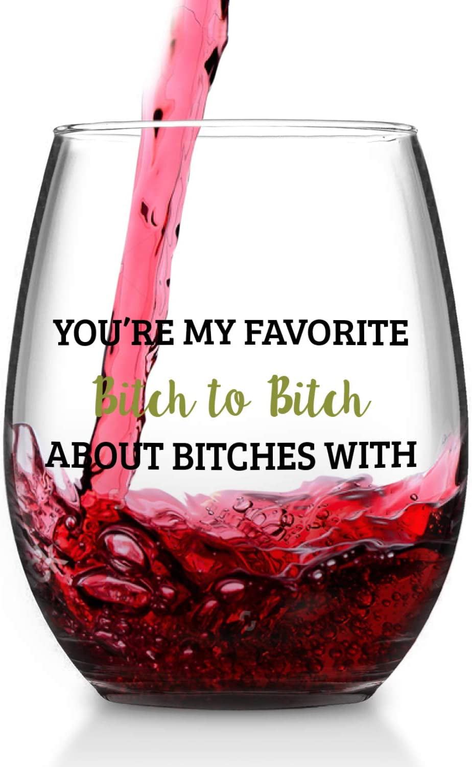 Set of 2 Wine Glasses You'Re My Favorite Stemless Wine Glasses for Girls Bachelorette Party Friends Women Her, 15 Oz