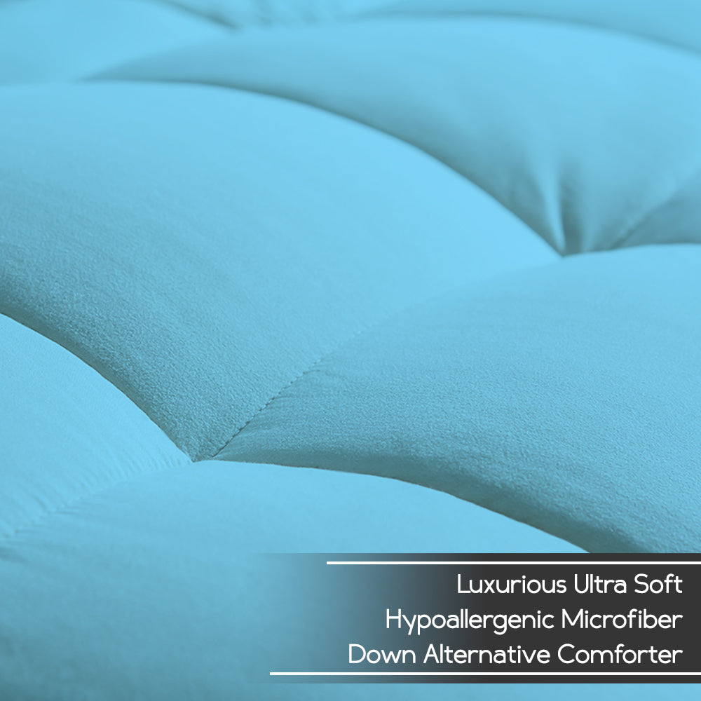 Ultra-Soft Premium 1800 Series Goose down Alternative Comforter Set - Hypoallergenic - All Season - Plush Fiberfill, Twin Extra Long (Twin/Twin XL - Aqua)