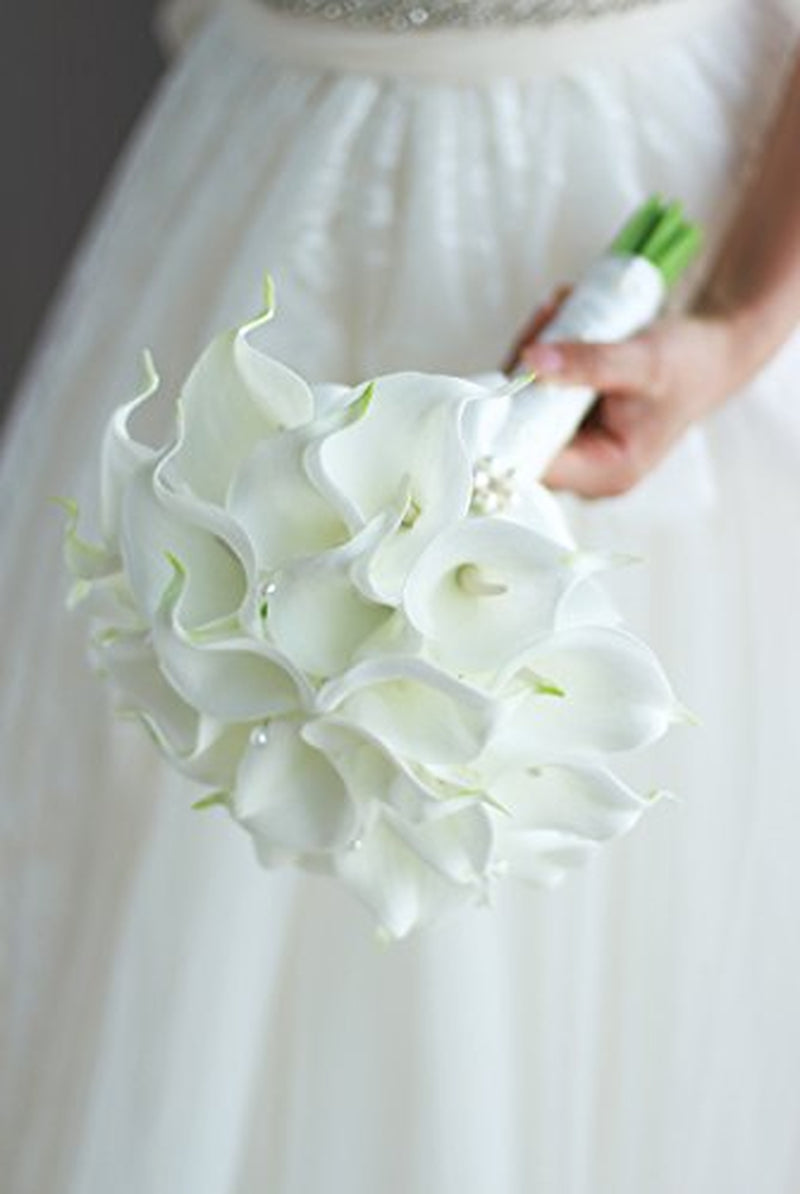 IFFO Bride Holding Flowers, High Simulation Pu Calla Lily Bouquet, and Never Withered Bouquet, Bridesmaids Bouquets …