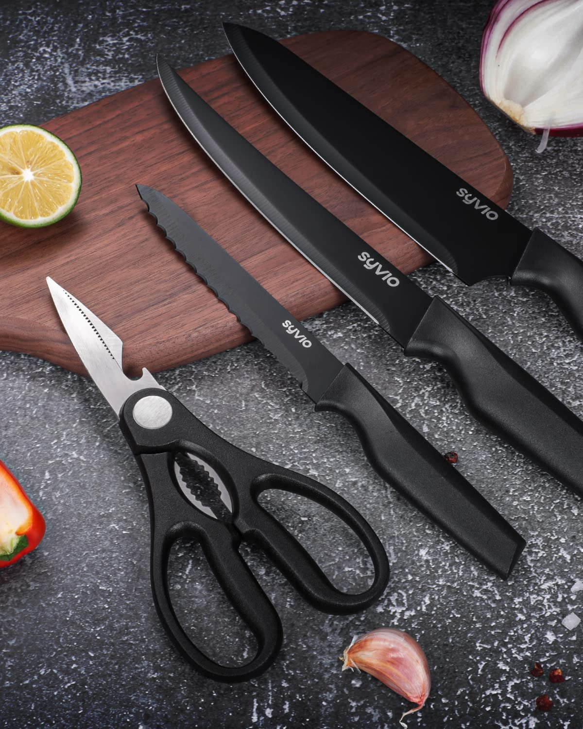 Knife Sets for Kitchen with Block, Kitchen Knife Sets 14 Piece with Built-In Sharpener, Kitchen Knives for Chopping, Slicing, Dicing&Cutting