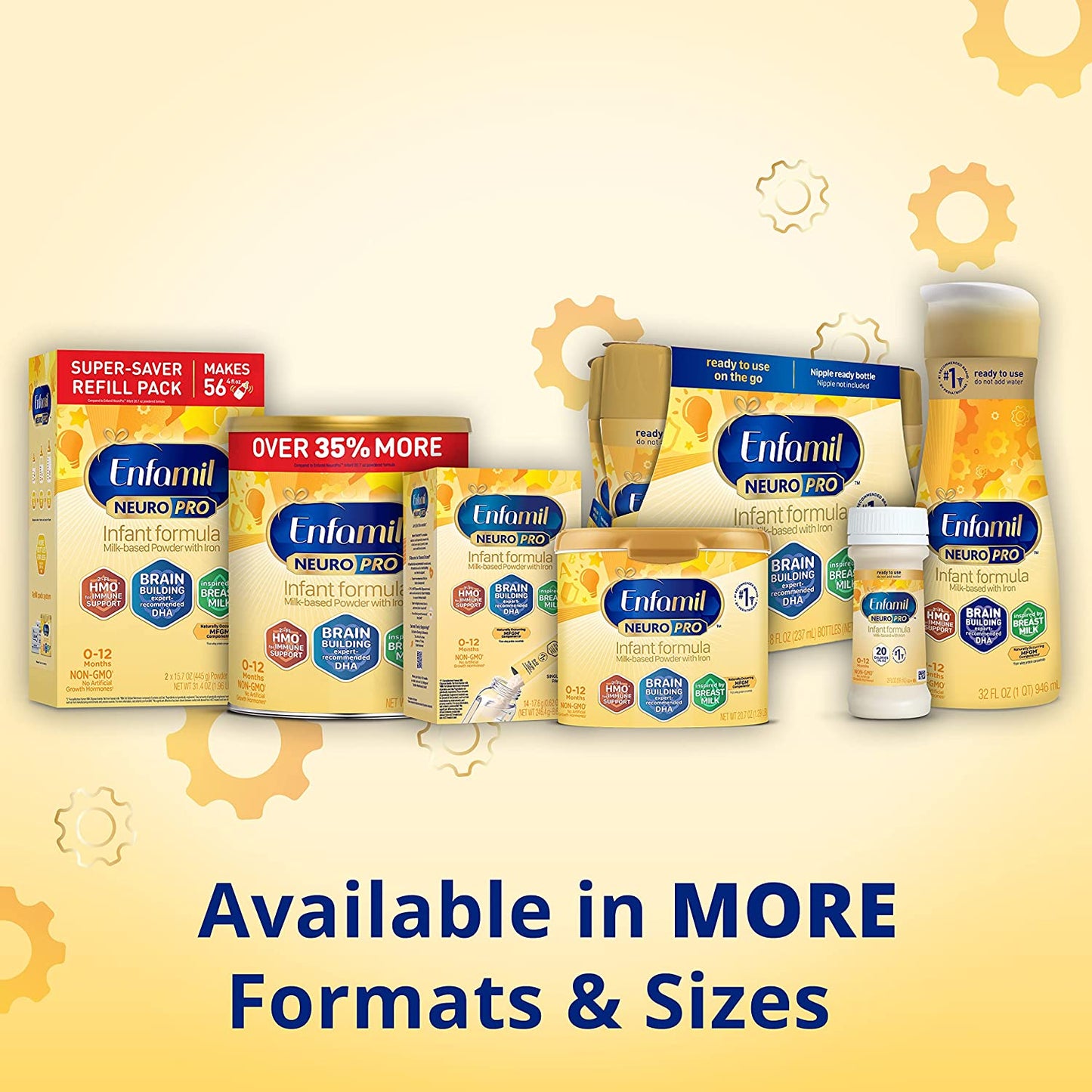 Neuropro Ready-To-Use Baby Formula, Ready to Feed, Brain and Immune Support with DHA, Iron and Prebiotics, Non-Gmo, 2 Fl Oz Bottles (Case of 48)