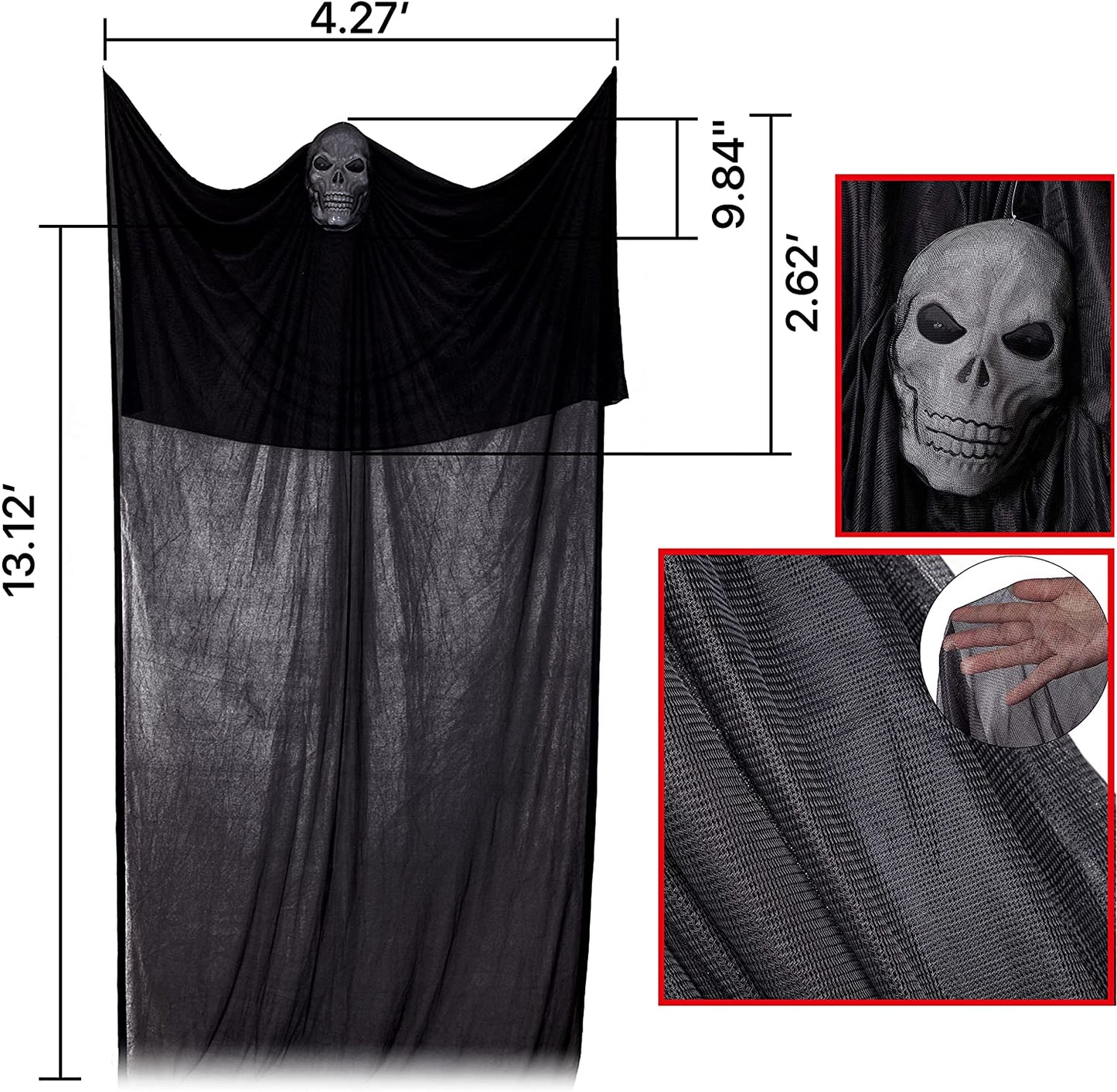 13.94Ft Halloween Ghost Hanging Activated Decorations with LED Light-Up Red Eyes&Voice, Scary Creepy Indoor Outdoor Decor(Batteries Not Included)