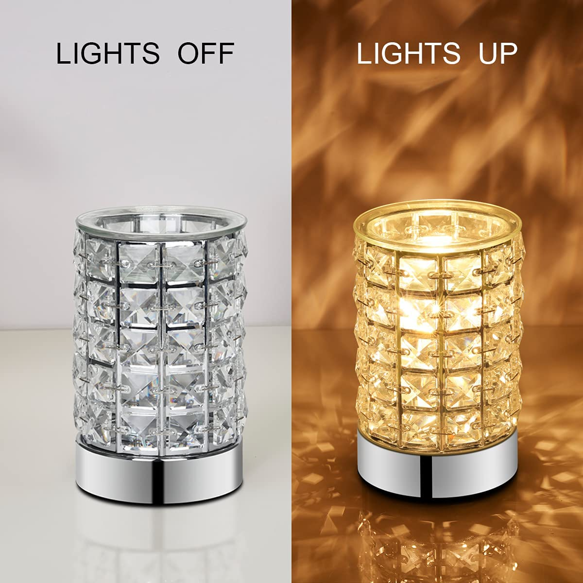 Crystal Touch Electric Wax Melts Warmer with Dimmable,Fragrance Candle Melter Warmer for Warming Scented Candle Oil Burner- Spa,Aromatherapy (Transparent Crystal)