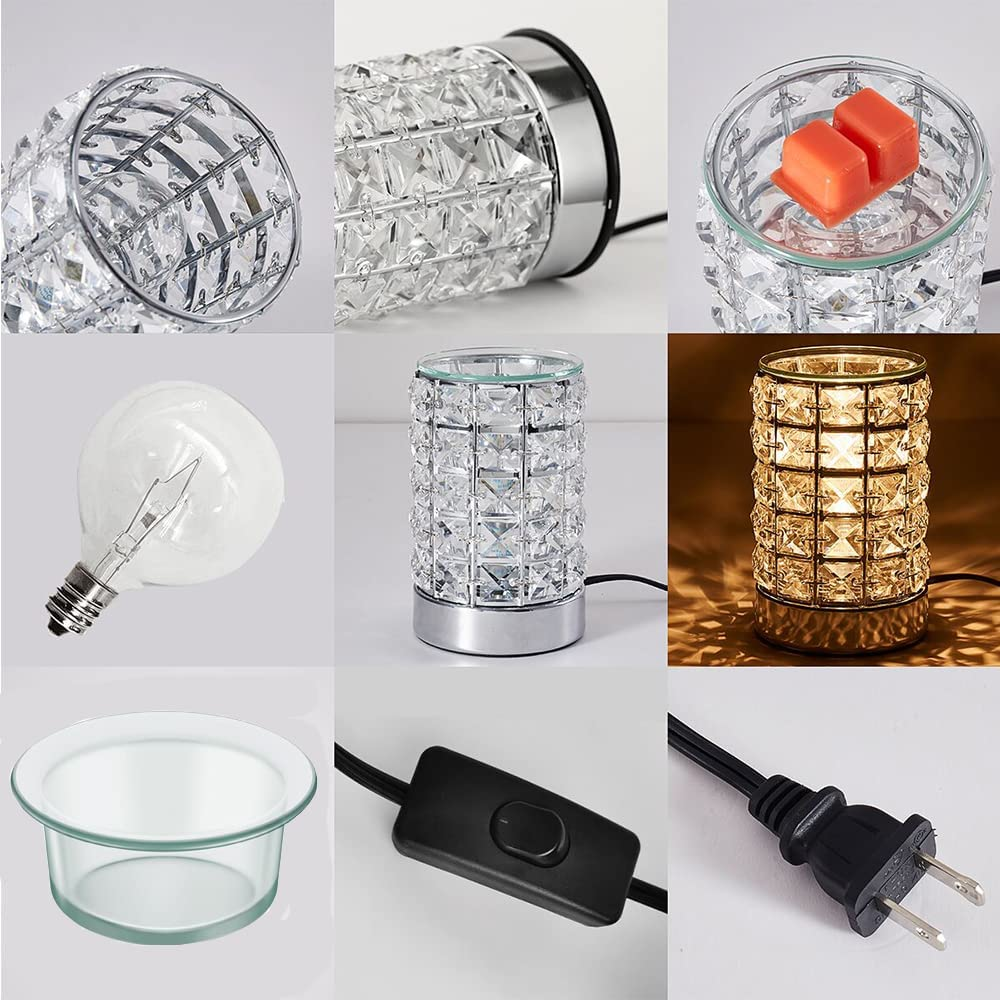 Crystal Touch Electric Wax Melts Warmer with Dimmable,Fragrance Candle Melter Warmer for Warming Scented Candle Oil Burner- Spa,Aromatherapy (Transparent Crystal)