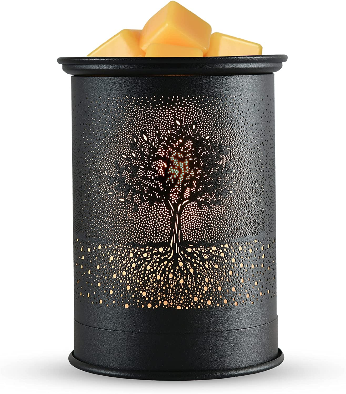 Metal Wax Melt Warmer Candle Wax Warmer for Scented Wax Melter Electric Wax Burner Wax Melts Wax Cubes Black Candle Lamp for Home Office Decor(Tree)
