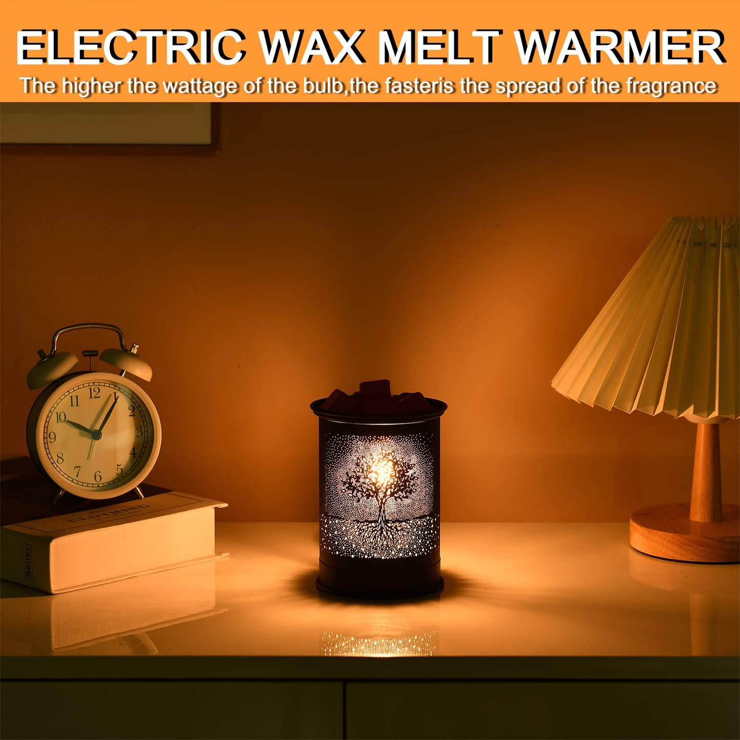 Metal Wax Melt Warmer Candle Wax Warmer for Scented Wax Melter Electric Wax Burner Wax Melts Wax Cubes Black Candle Lamp for Home Office Decor(Tree)