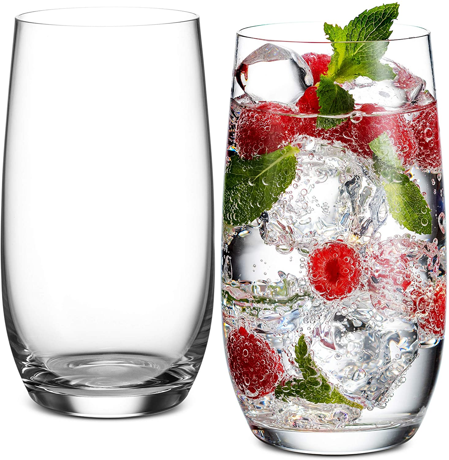 Godinger Highball Glasses, Tall Beverage Glass Cups, European Made - 16Oz, Set of 4