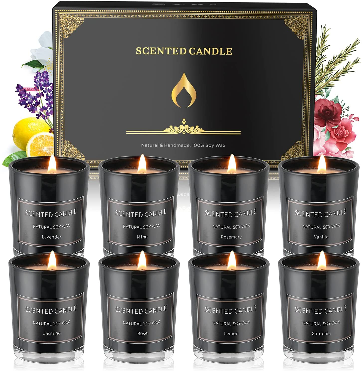 Home Scented Candles, 8 Pack Aromatherapy Jar Candles Smoke-Free Strong Fragrance Long Lasting, 8 Fragrances Scented Candles Gift Set for Women, Perfect for Mother’S Day Gifts, Birthday Gifts