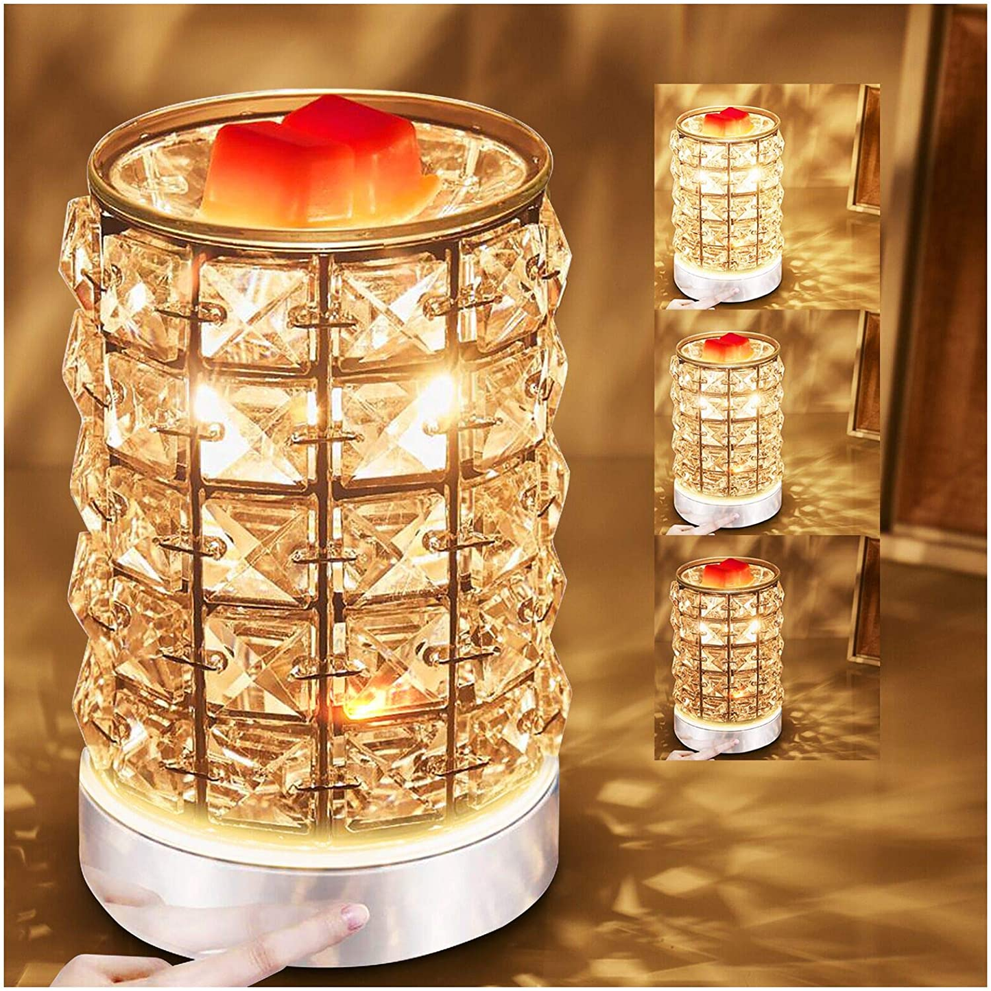 Crystal Touch Electric Wax Melts Warmer with Dimmable,Fragrance Candle Melter Warmer for Warming Scented Candle Oil Burner- Spa,Aromatherapy (Transparent Crystal)