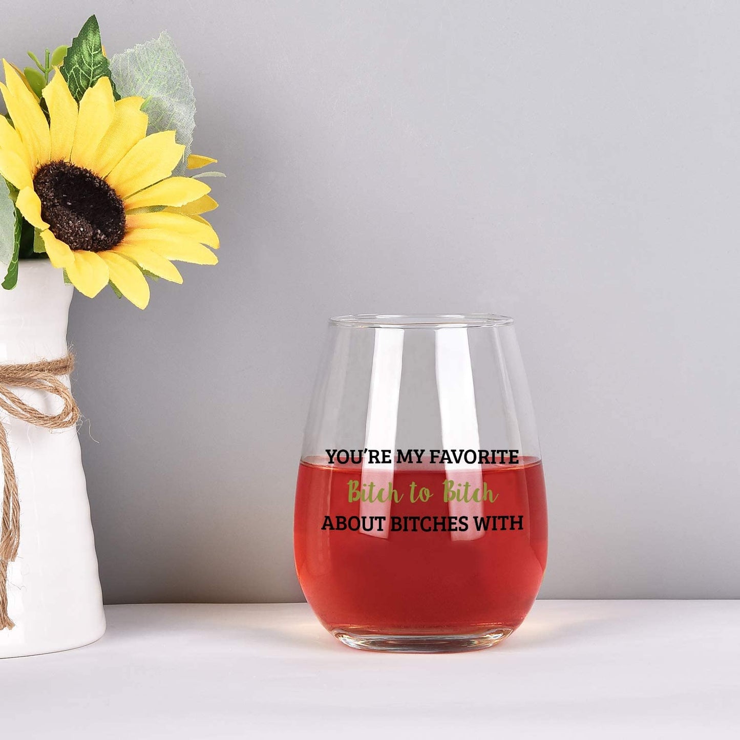 Set of 2 Wine Glasses You'Re My Favorite Stemless Wine Glasses for Girls Bachelorette Party Friends Women Her, 15 Oz