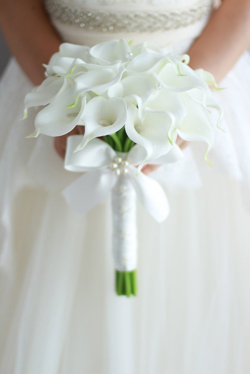 IFFO Bride Holding Flowers, High Simulation Pu Calla Lily Bouquet, and Never Withered Bouquet, Bridesmaids Bouquets …