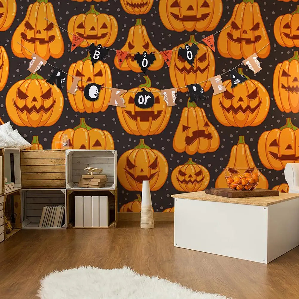 Halloween Decorations Banner Garland Trick or Treat Boo Banner Home Decor Bunting Flag with Pumpkin Ghost Sign for Halloween Decor Party Supplies Home Hanging