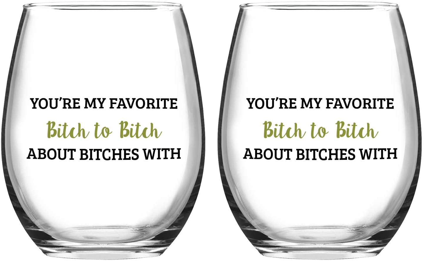 Set of 2 Wine Glasses You'Re My Favorite Stemless Wine Glasses for Girls Bachelorette Party Friends Women Her, 15 Oz