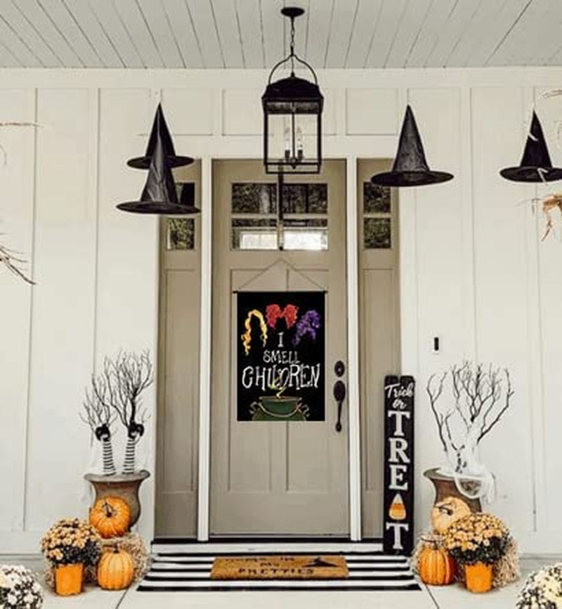 Halloween Garden Flag I Smell Children Sanderson Sisters Double Sided Vertical 12×18 Inch Rustic Black Farmhouse Decor for Seasonal Holiday Yard CF287-12