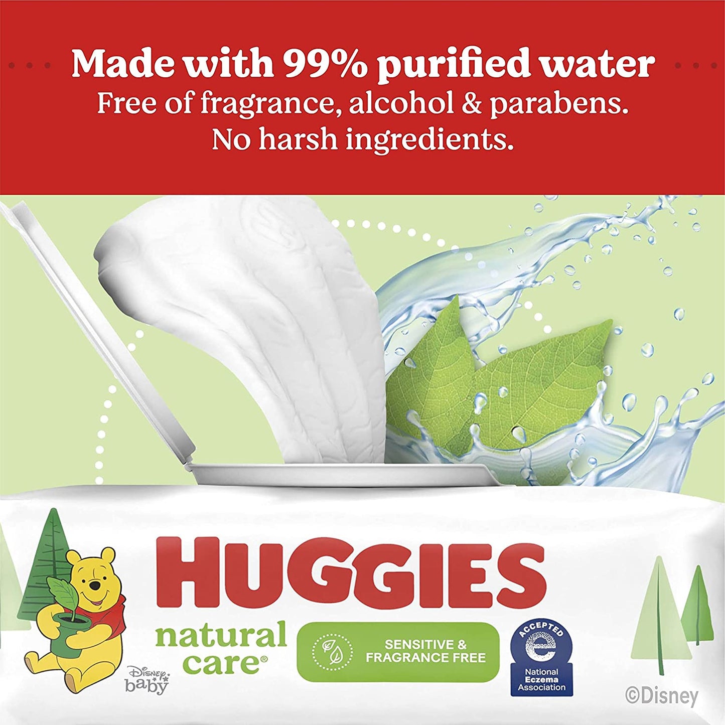 Baby Wipes, Natural Care Sensitive Baby Diaper Wipes, Unscented, Hypoallergenic, 10 Flip-Top Packs (560 Wipes Total)