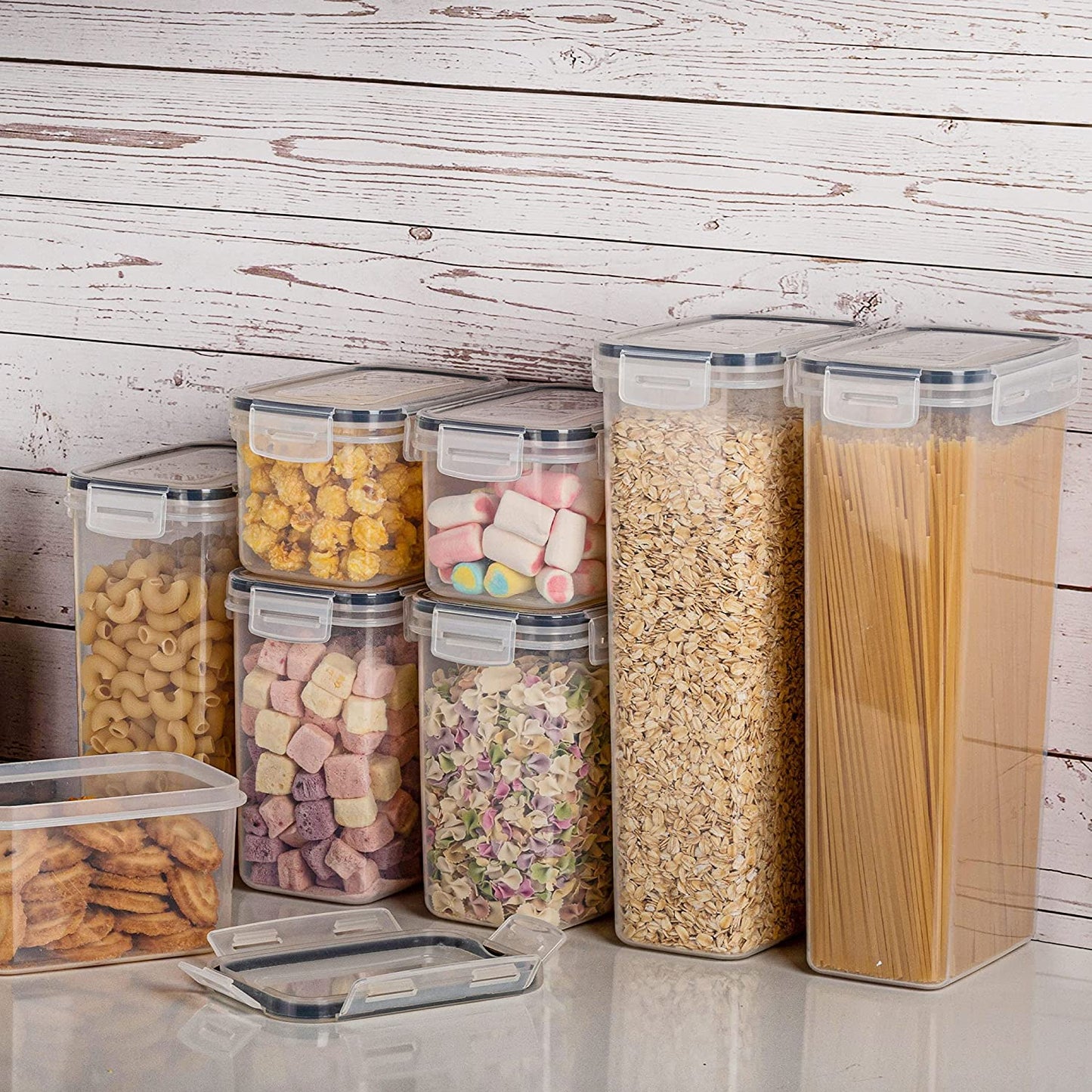 Airtight Food Storage Containers with Lids, 24 Pcs Plastic Kitchen and Pantry Organization Canisters for Cereal, Dry Food, Flour and Sugar, BPA Free, Includes 24 Labels…