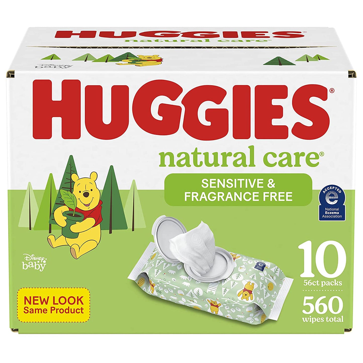 Baby Wipes, Natural Care Sensitive Baby Diaper Wipes, Unscented, Hypoallergenic, 10 Flip-Top Packs (560 Wipes Total)
