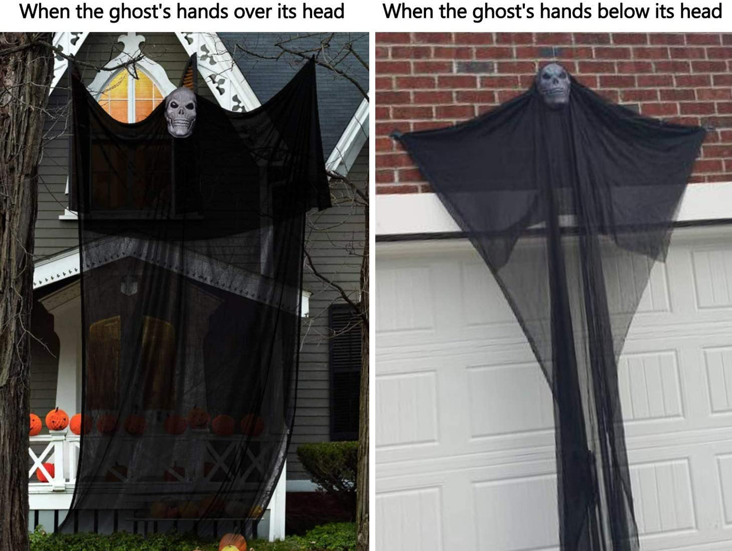 13.94Ft Halloween Ghost Hanging Activated Decorations with LED Light-Up Red Eyes&Voice, Scary Creepy Indoor Outdoor Decor(Batteries Not Included)