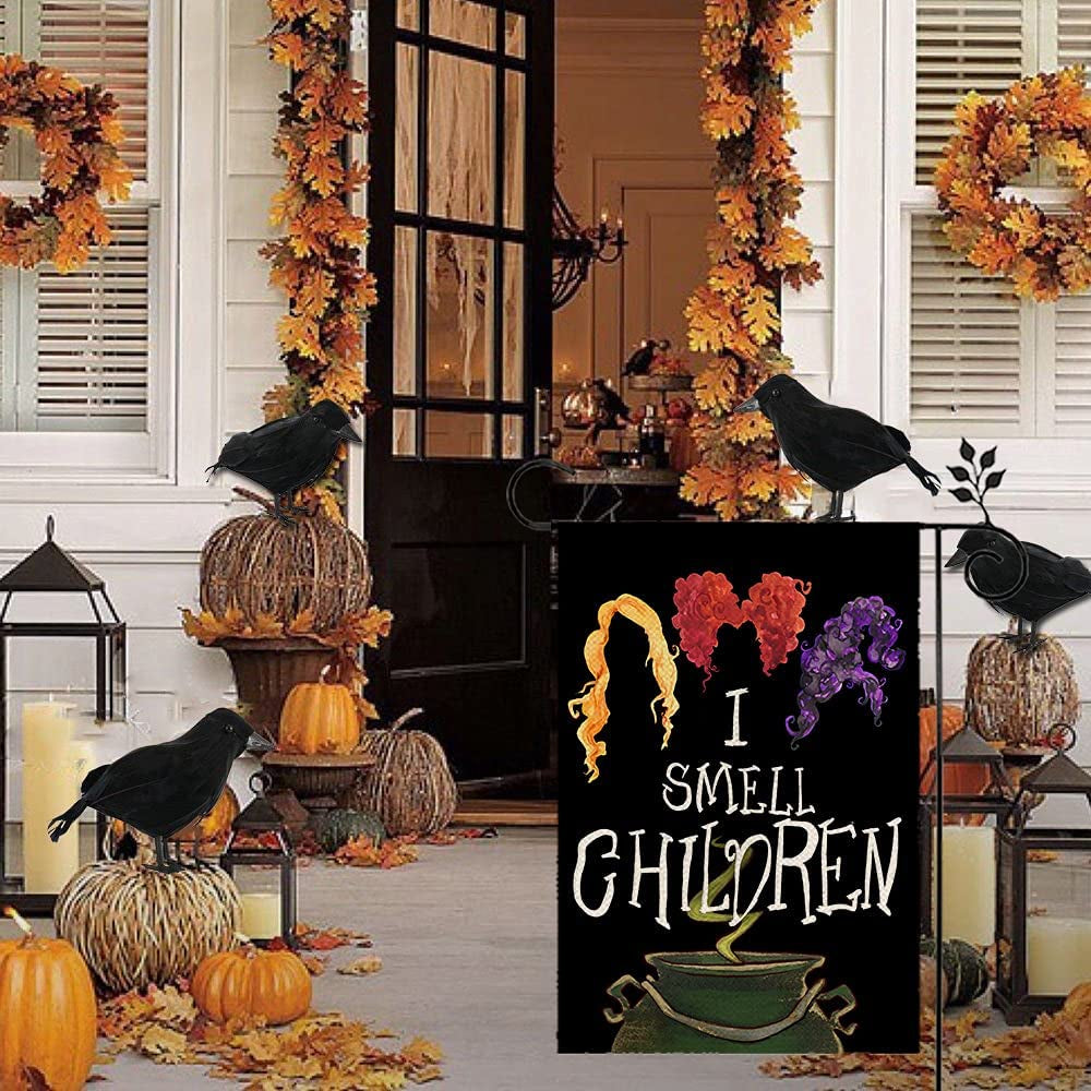 Halloween Garden Flag I Smell Children Sanderson Sisters Double Sided Vertical 12×18 Inch Rustic Black Farmhouse Decor for Seasonal Holiday Yard CF287-12