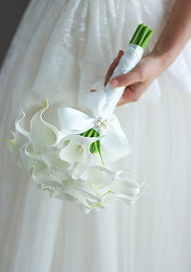 IFFO Bride Holding Flowers, High Simulation Pu Calla Lily Bouquet, and Never Withered Bouquet, Bridesmaids Bouquets …