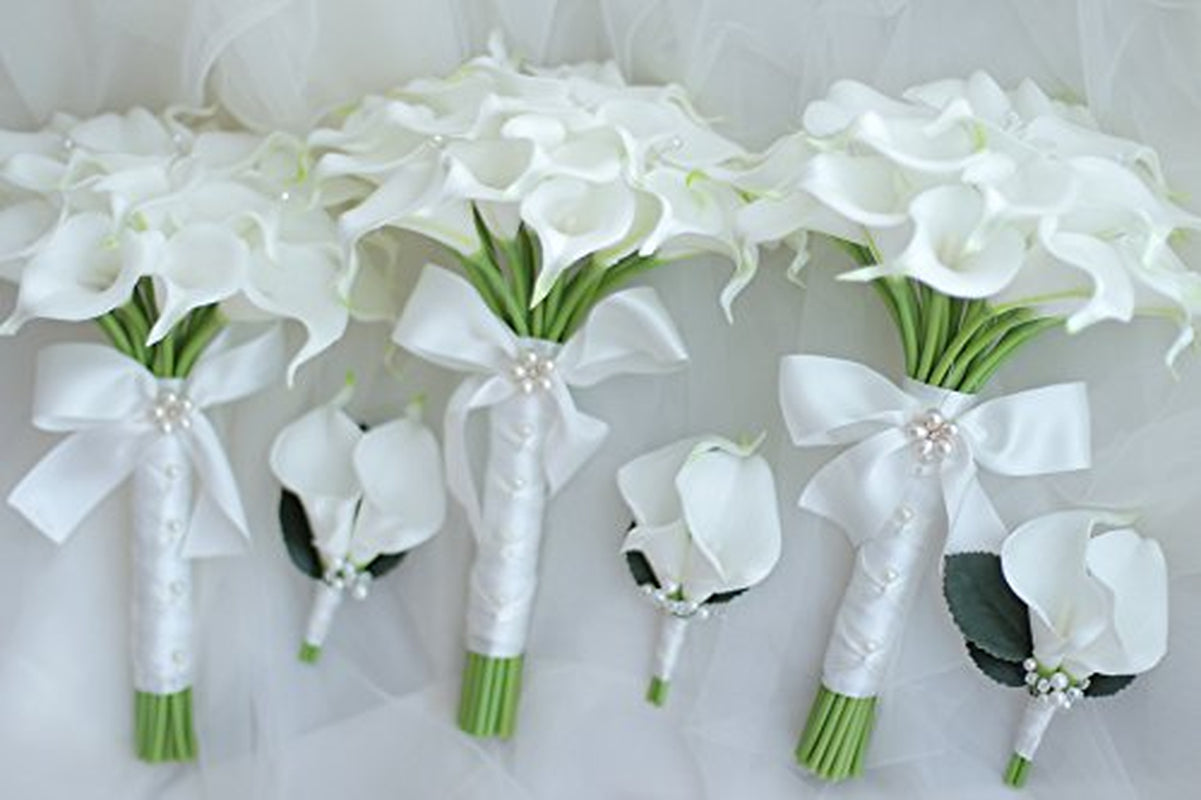 IFFO Bride Holding Flowers, High Simulation Pu Calla Lily Bouquet, and Never Withered Bouquet, Bridesmaids Bouquets …