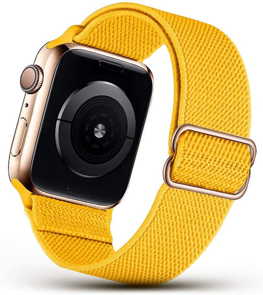 Stretchy Nylon Solo Loop Strap Compatible with Apple Watch Bands 44Mm 42Mm, Adjustable Stretch Braided Elastic Band Sport Women Men Strap Compatible with Iwatch Series 6/5/4/3/2/1 Se,Yellow