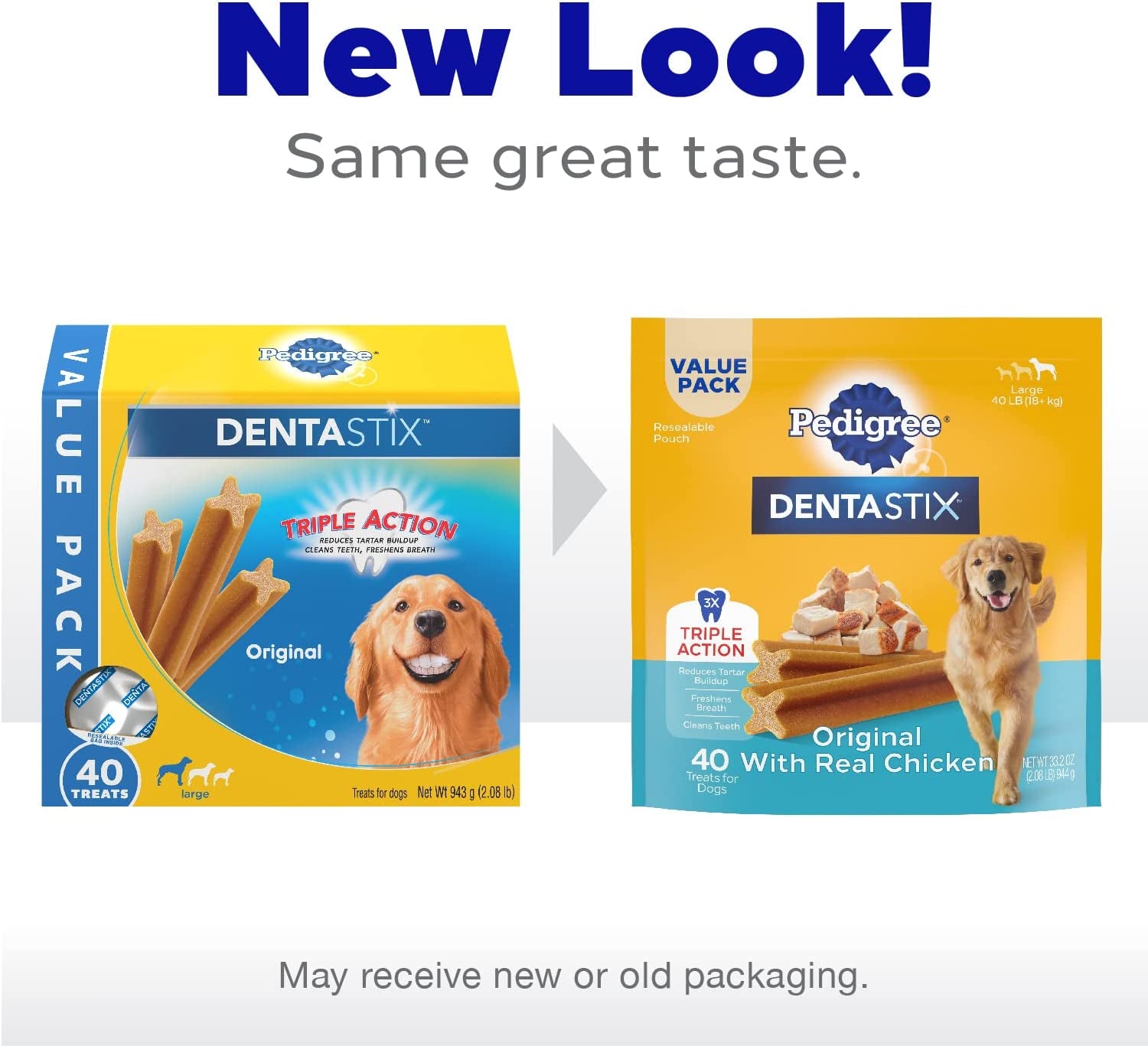 DENTASTIX Large Dog Dental Treats Original Flavor Dental Bones, 40 Count (Pack of 1)