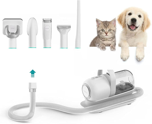 P1 Pro Pet Grooming Kit & Vacuum Suction 99% Pet Hair, Professional Grooming Clippers with 5 Proven Grooming Tools for Dogs Cats and Other Animals