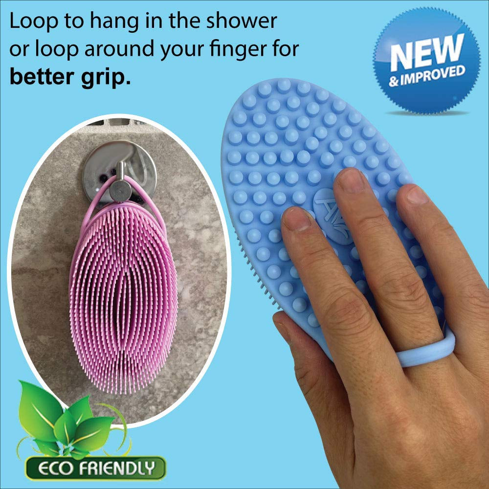 Exfoliating Silicone Body Scrubber Easy to Clean, Lathers Well, Long Lasting, and More Hygienic than Traditional Loofah (Marbled)