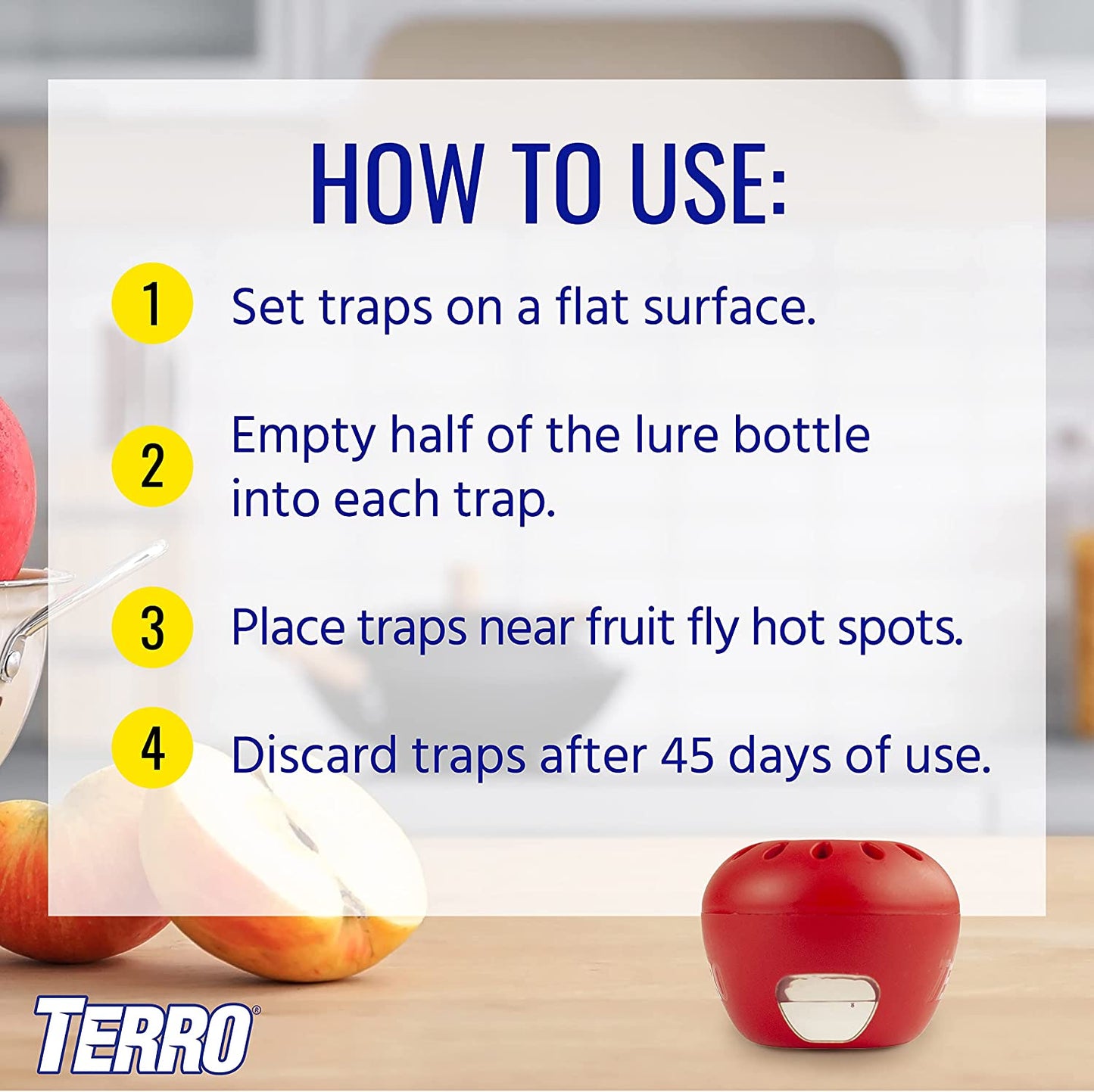 TERRO T2502 Ready-To-Use Indoor Fruit Fly Killer and Trap with Built in Window - 2 Traps + 90 Day Lure Supply