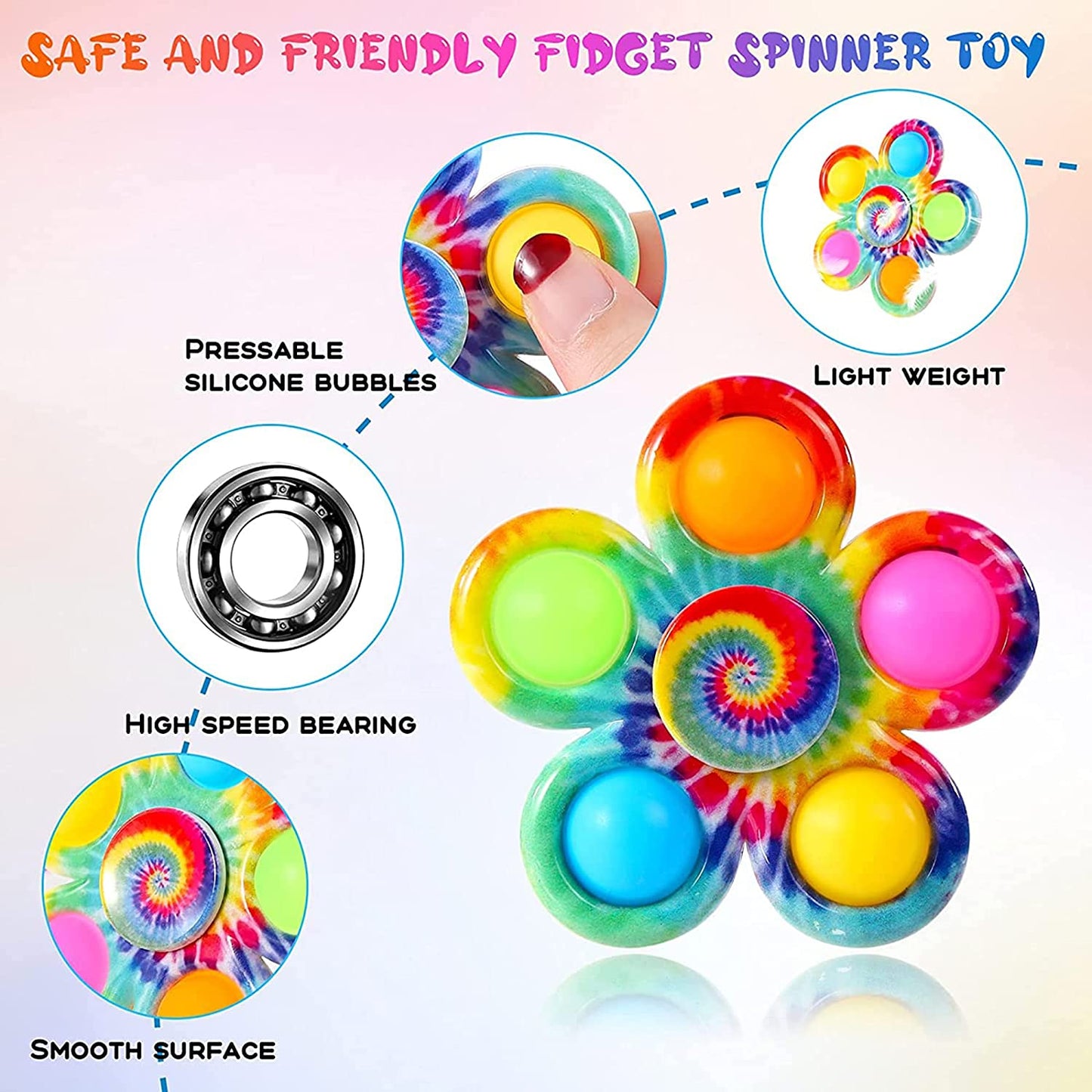 Fidget Toy Pack, Pop Bubble Cheap Sensory Fidget Toy Set Stress Relief Toys with Marble Mesh Pop Anxiety Tube for Kids Adult (Fidget Toy-7)