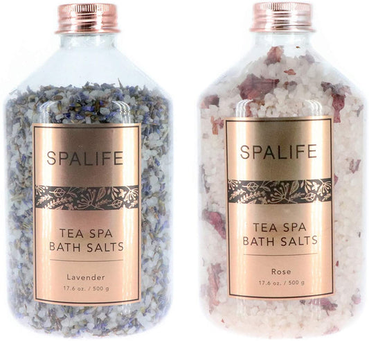 Soothing Petal-Infused Effervescent Mineral Bath Salts - 2 Pack 17.6 Oz. Ea (Lavender & Rose)