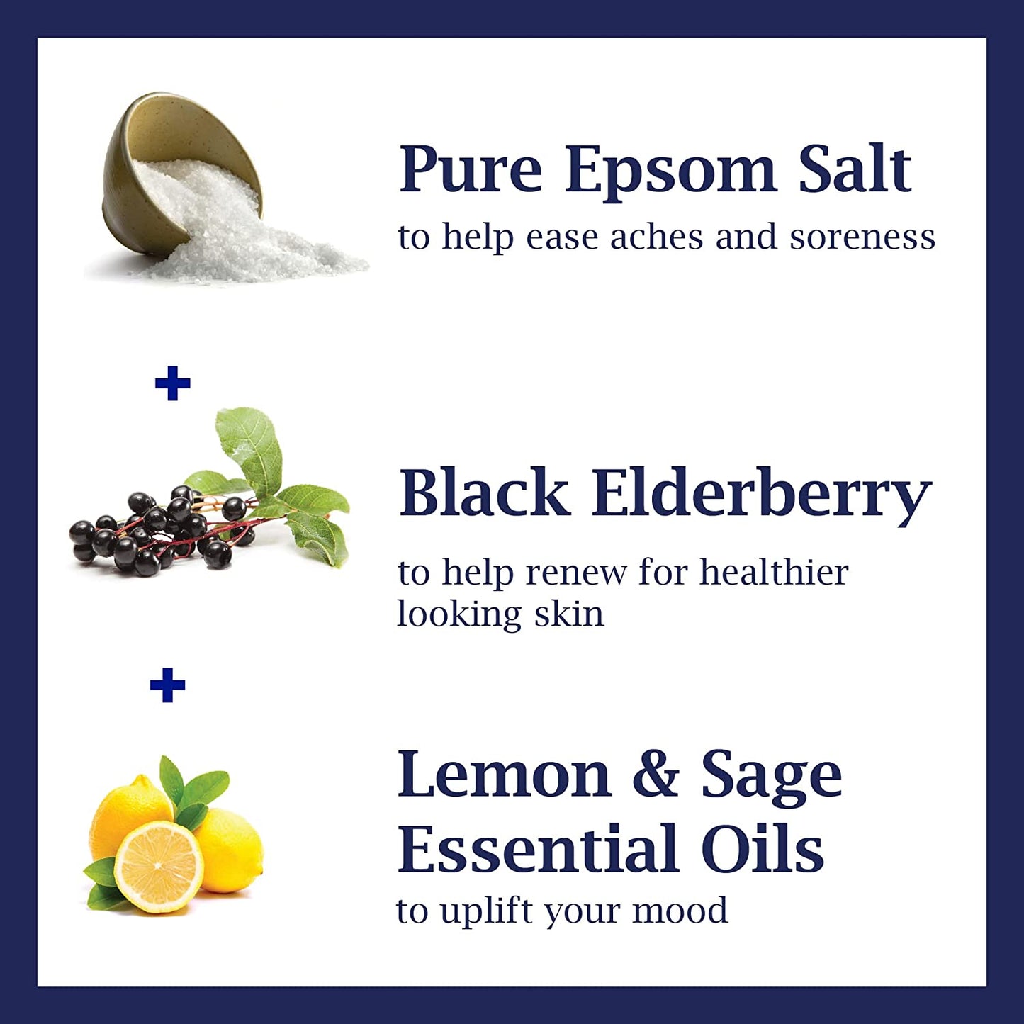 Pure Epsom Salt Soak, Black Elderberry with Vitamin D, 3 Pound(48 Ounce)