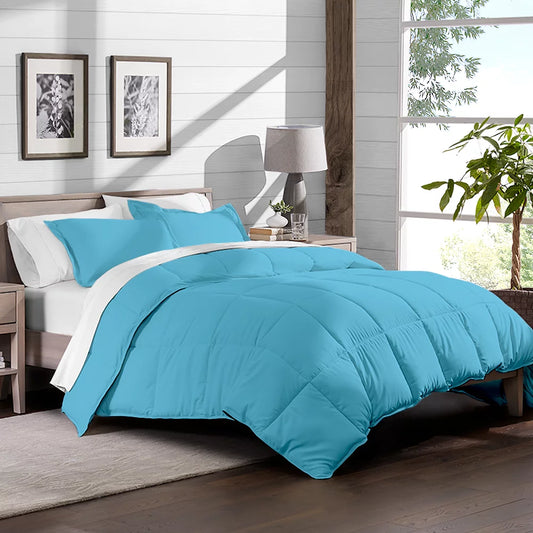 Ultra-Soft Premium 1800 Series Goose down Alternative Comforter Set - Hypoallergenic - All Season - Plush Fiberfill, Twin Extra Long (Twin/Twin XL - Aqua)