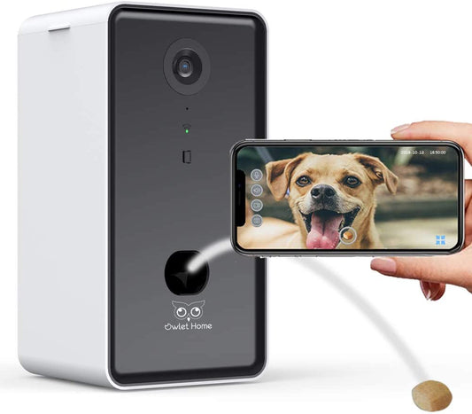 | Pet Camera with Treat Dispenser & Tossing for Dogs/Cats, Wifi, 1080P Camera, Live Video, Auto Night Vision, 2-Way Audio, Compatible with Alexa