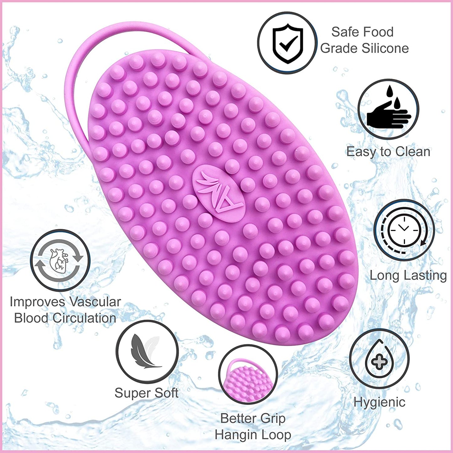 Exfoliating Silicone Body Scrubber Easy to Clean, Lathers Well, Long Lasting, and More Hygienic than Traditional Loofah (Marbled)