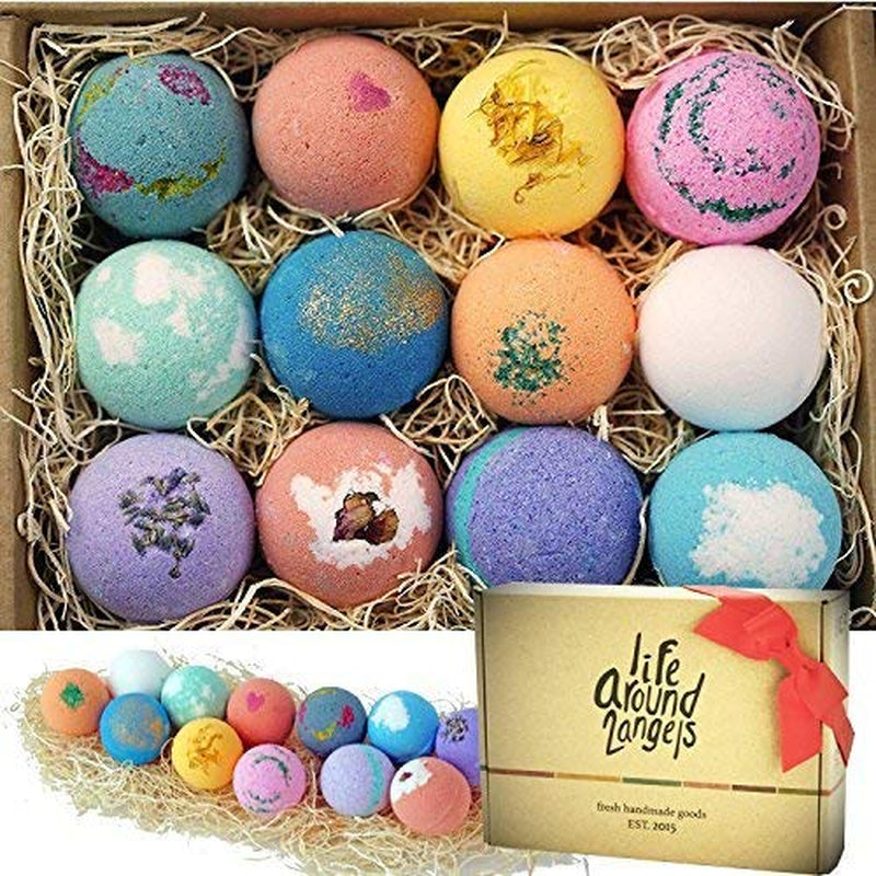 Bath Bombs Gift Set 12 USA Made Fizzies, Shea & Coco Butter Dry Skin Moisturize, Perfect for Bubble & Spa Bath. Handmade Birthday Mothers Day Gifts Idea for Her/Him, Wife, Girlfriend