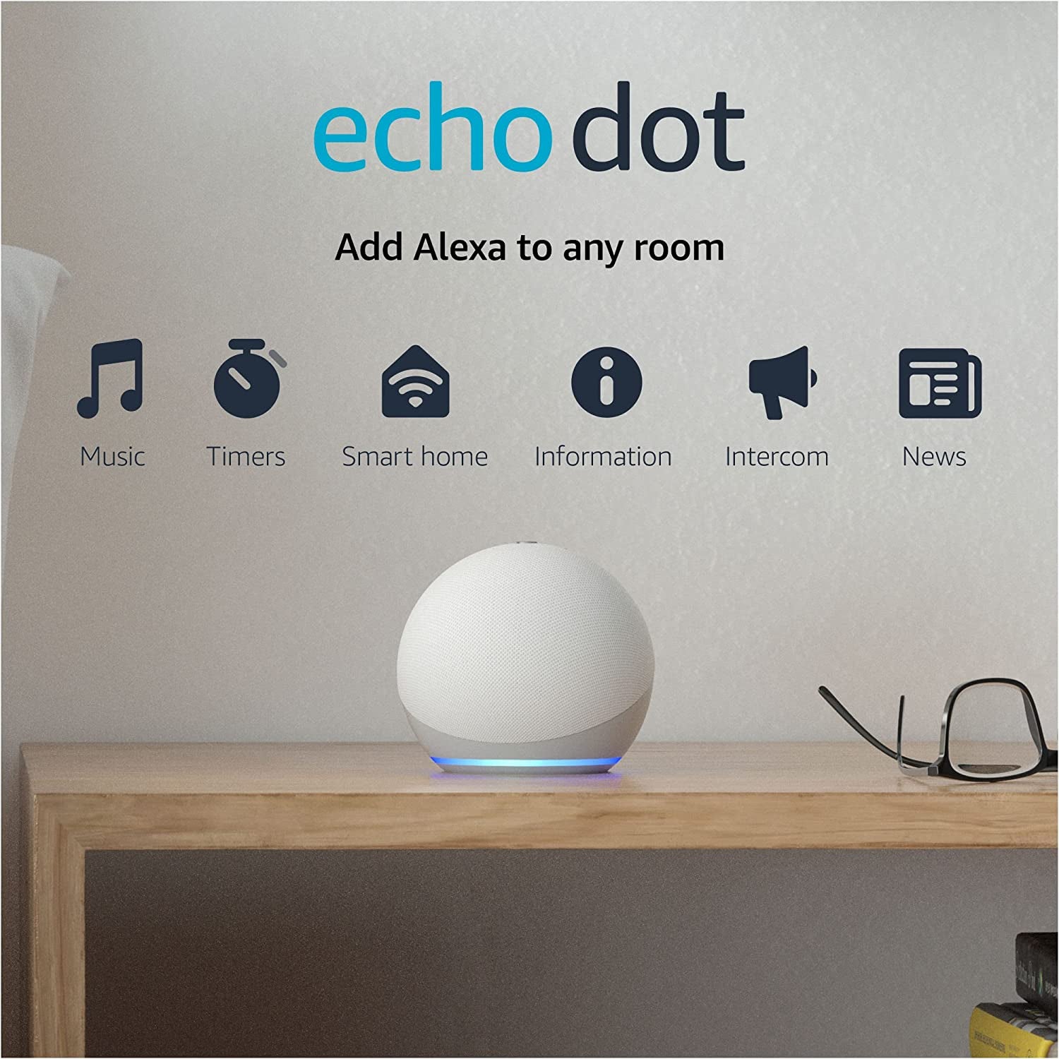 Echo Dot (4Th Gen) | Smart Speaker with Alexa | Glacier White