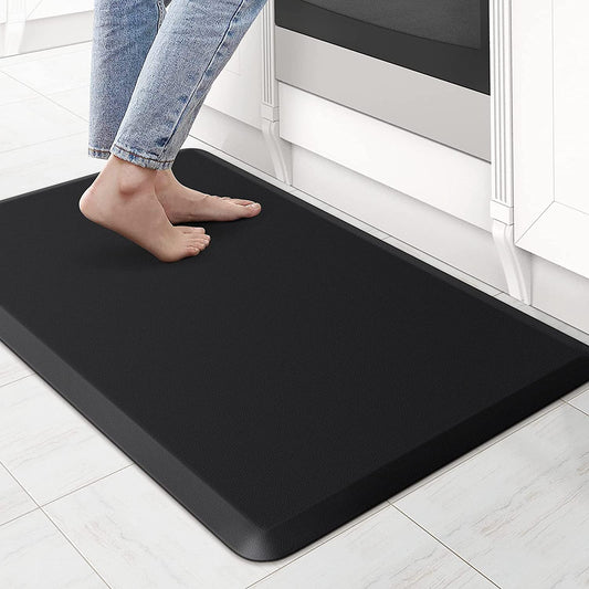 Kitchen Mat Cushioned anti Fatigue Kitchen Rug 17.3"X28" Waterproof Non Slip Kitchen Rugs and Mats Standing Desk Mat Comfort Floor Mats for Kitchen House Sink Office (Black)