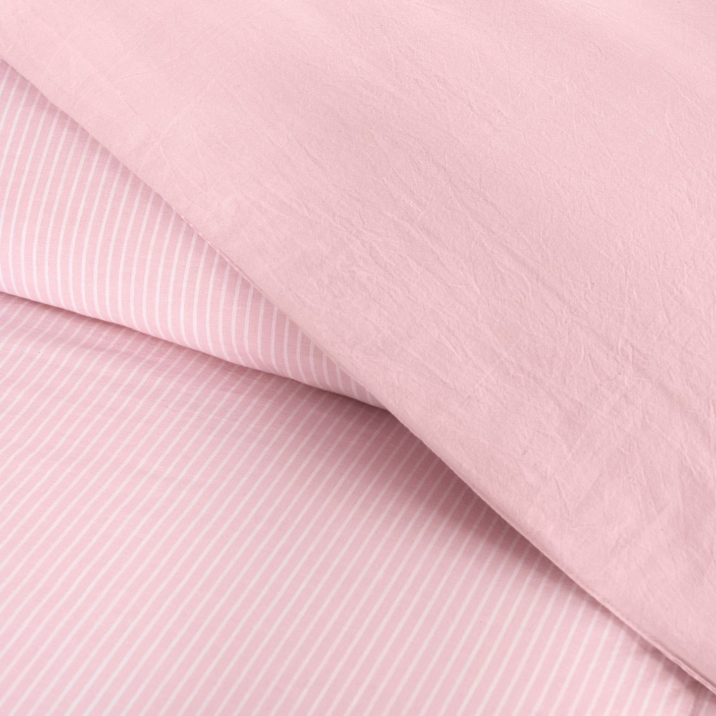 Yarn Dyed Washed Chambray Stripe Reversible Organic Cotton Comforter Set, Twin, Blush, 2-Pieces