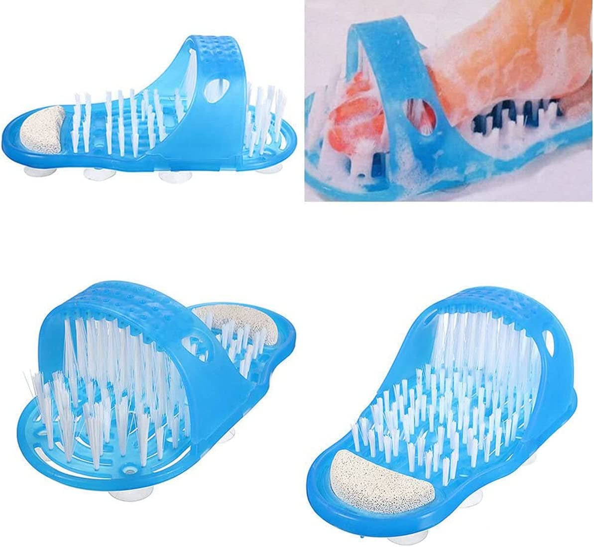 Messar Bathroom Shower No Bending Feet Brush Foot Cleaning Bristle Slipper Washer Bath Scrubber Massager Stick on Floor