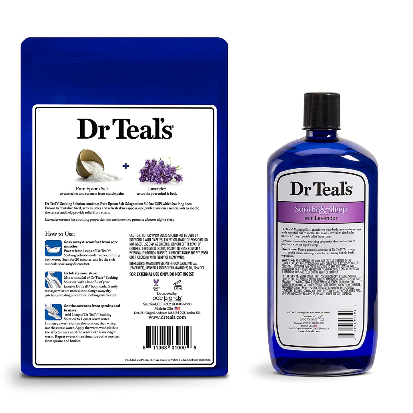 Dr. Teal'S Epsom Salt Soaking Solution and Foaming Bath with Pure Epsom Salt Combo Pack, Lavender