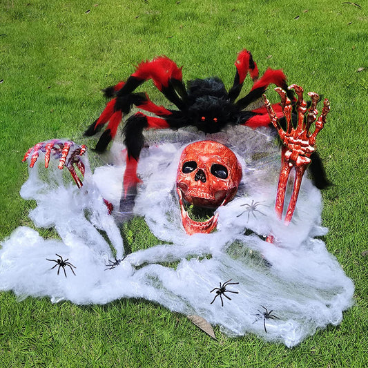 Halloween Decorations Outdoor Skeleton Stake Decor Scary Spider & Web Decoration for Yard Lawn Garden Halloween Party