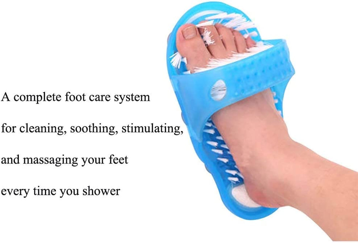 Messar Bathroom Shower No Bending Feet Brush Foot Cleaning Bristle Slipper Washer Bath Scrubber Massager Stick on Floor