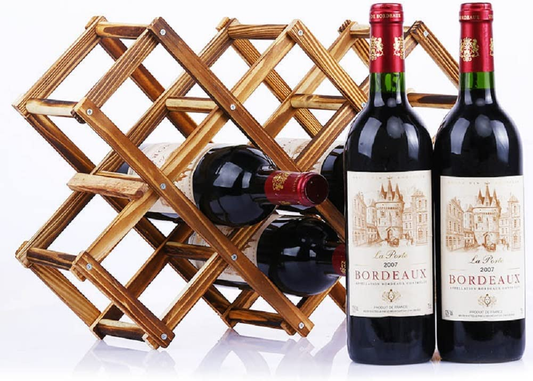 Wine Rack Countertop, Wine Bottle Holder Table Wine Racks Freestanding Floor, Wooden Foldable 10 Bottles Wine Storage for Wine Cabinet, Home Kitchen, Dining Room, Pantry, Wine Cellar, Bar