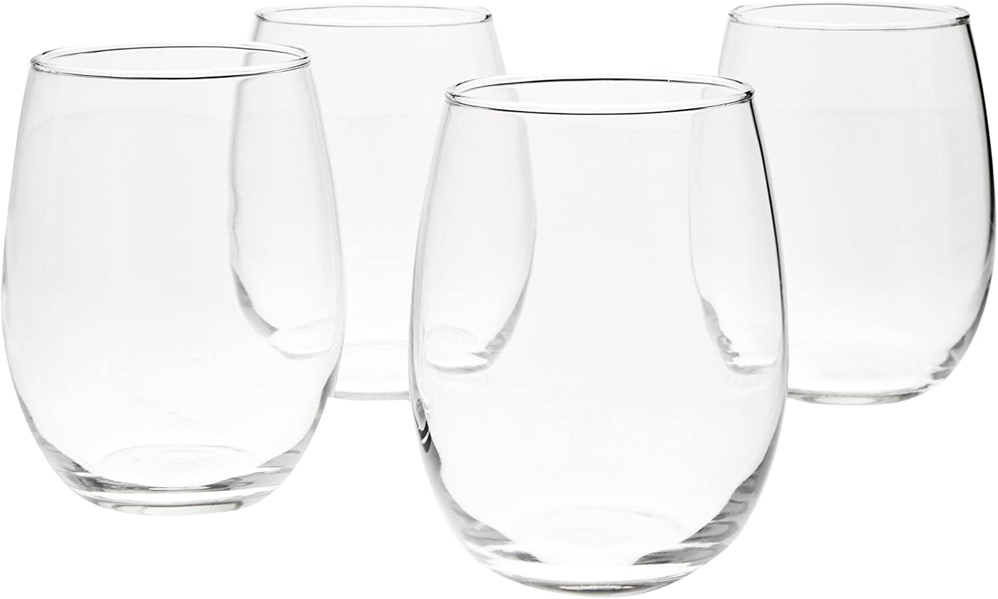 Stemless Wine Glasses (Set of 4), 15 Oz